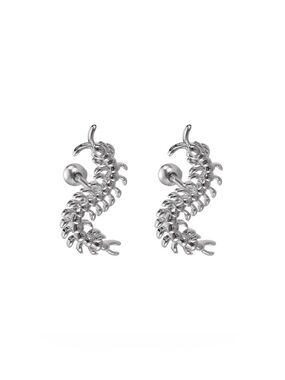 Centipede Stud Earrings for Men Women Streetwear Punk Hip Hop Unisex Earrings